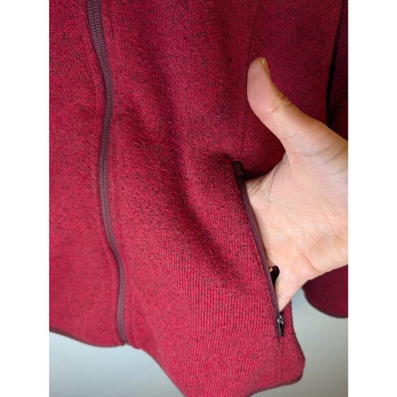 L.L.Bean Burgundy Red Fleece Jacket Full Zip Soft Cozy Fall Large Regular - Picture 5 of 7